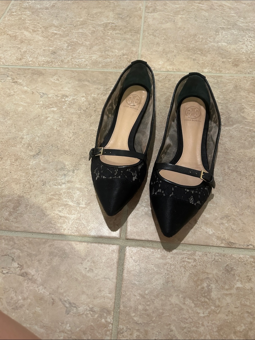 Tory Burch black lace flats